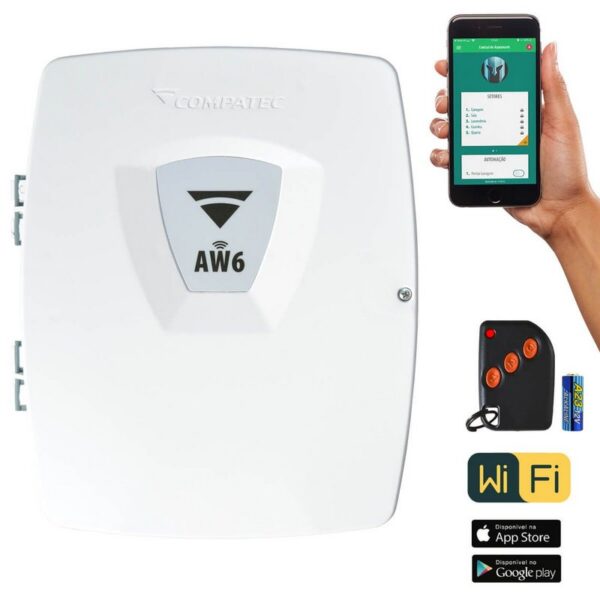 Central de Alarme 6 Setores WiFi Compatec AW6