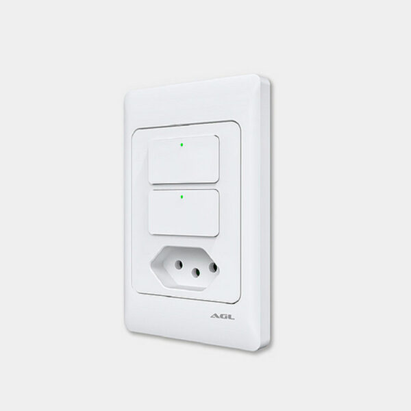 Interruptor Inteligente 2 Teclas Com tomada Wi-fi AGL